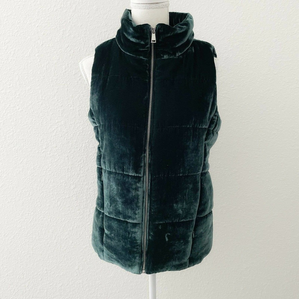 LOFT Emerald Green Fleece Zip Up Vest Size XS